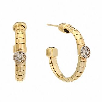 Meshmerise 18k Gold over Silver 1/10 Carat T.W. Diamond Ribbed C-Hoop Earrings