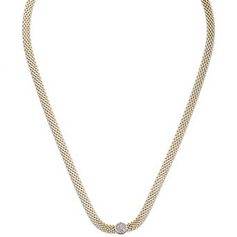 Meshmerise Sterling Silver & 18k Gold Vermeil Mesh Necklace with Diamond Accents