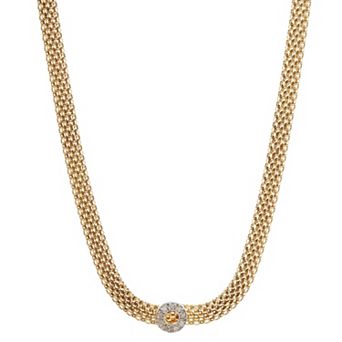 Meshmerise Sterling Silver & 18k Gold Vermeil Mesh Necklace with Diamond Accents