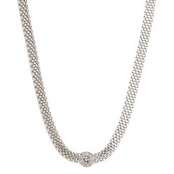 Meshmerise Sterling Silver & 18k Gold Vermeil Mesh Necklace with Diamond Accents