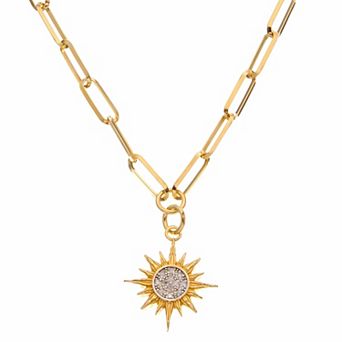 Meshmerise Sterling Silver & 18k Gold Vermeil 1/10 Carat T.W. Diamond Sun Necklace