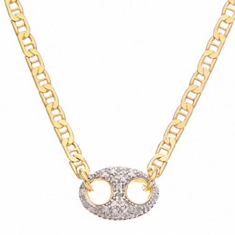 Meshmerise Sterling Silver & 18k Gold Vermeil 1/6 Carat T.W. Diamond Mariner Link Necklace