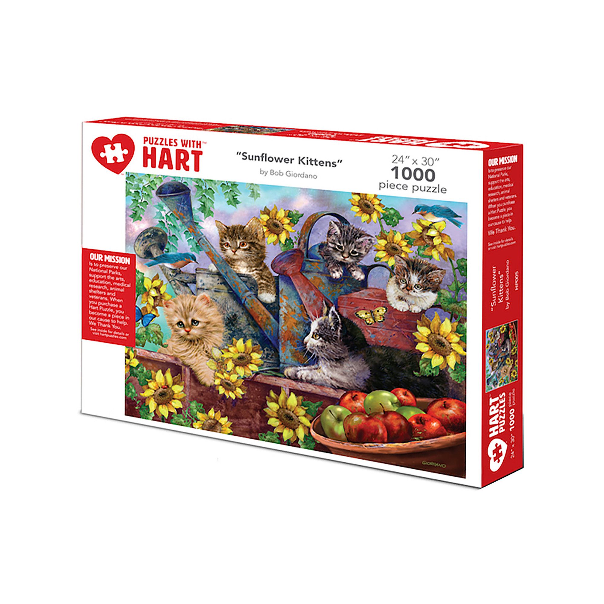 Hart Puzzles Sunflower Kittens 1000 Piece Puzzle, Multi