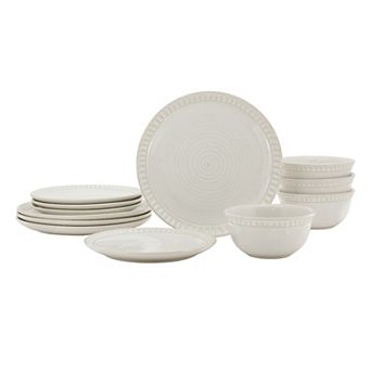 Mingle & Co. Sawyer Carved Rim 12 pc Dinnerware Set