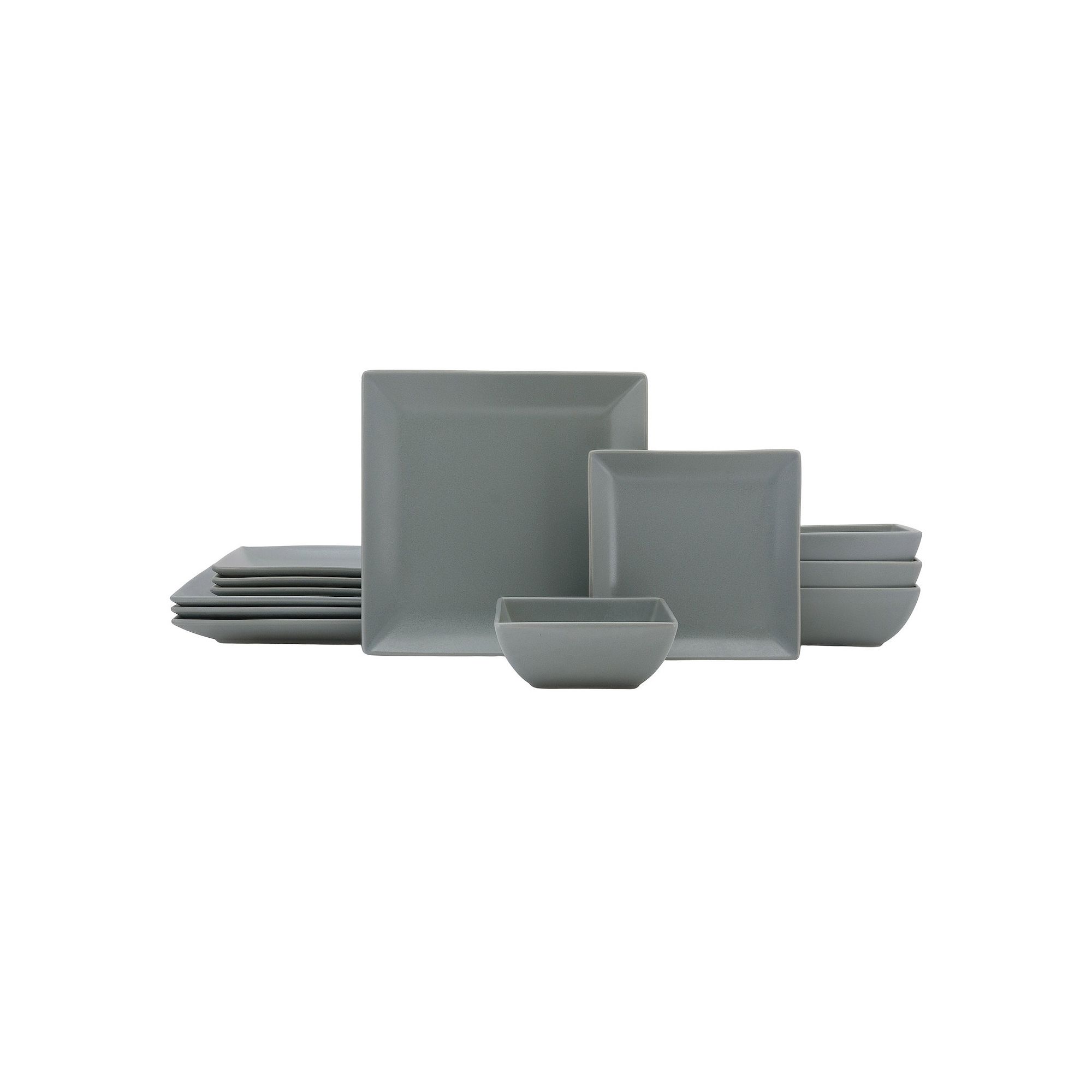Mingle & Co. Mia Square 12-pc. Dinnerware Set, Cloud Gray