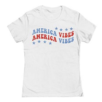 Junior's Grayson Threads by Tai Apparel America Vibes X2 Wave Graphic Tee