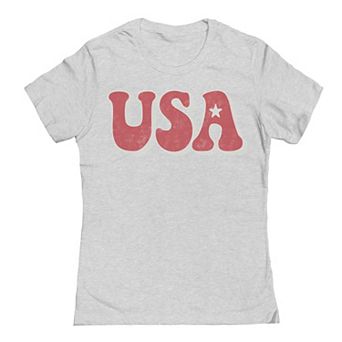 Junior's Grayson Threads by Tai Apparel Red Usa Letters Graphic Tee