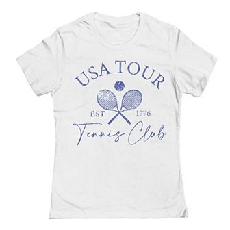 Junior's Grayson Threads by Tai Apparel USA Tour Tennis Club Script Graphic Tee