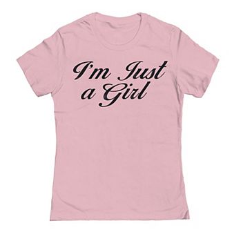 Junior's Grayson Threads by Tai Apparel Im Just A Girl Script Graphic Tee