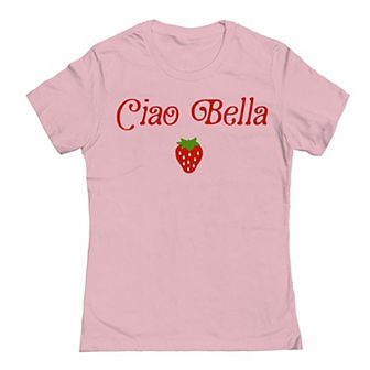 Junior's Grayson Threads by Tai Apparel Ciao Bella Strawberrry Graphic Tee