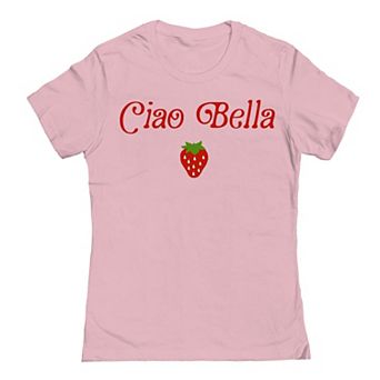 Junior's Grayson Threads by Tai Apparel Ciao Bella Strawberrry Graphic Tee