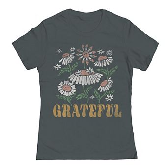 Junior's Grayson Threads by Tai Apparel Flower Distress Grateful Graphic Tee