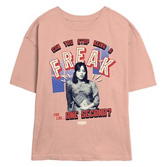 Juniors' Beetlejuice 2 Astrid Can You Stop Being A Freak For Like One Second Skimmer Graphic Tee