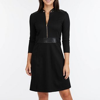 Women's Ellen Tracy Ponte And Faux Leather Mix Media Dress