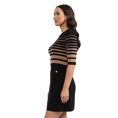 Women's Ellen Tracy 3/4 Sleeve Striped Sweater Dress
