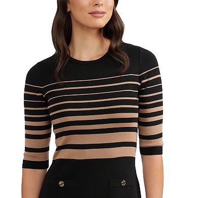 Women's Ellen Tracy 3/4 Sleeve Striped Sweater Dress