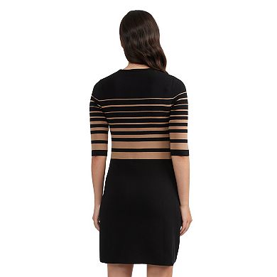 Women's Ellen Tracy 3/4 Sleeve Striped Sweater Dress