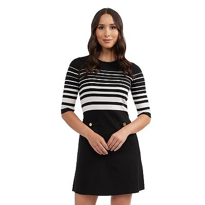 Women's Ellen Tracy 3/4 Sleeve Striped Sweater Dress
