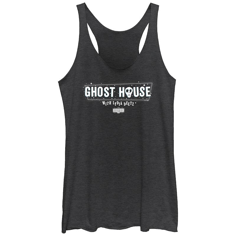 Juniors' Beetlejuice 2 Ghost House With Lydia Deetz Marquee Sign Racerback Tank Top, Girl's,