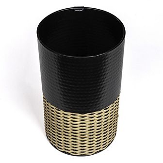 Asher Modern 2-tone Faux Wicker/metal Cylinder Waste Basket