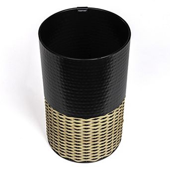 Asher Modern 2-tone Faux Wicker/metal Cylinder Waste Basket