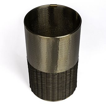 Asher Modern 2-tone Faux Wicker/metal Cylinder Waste Basket