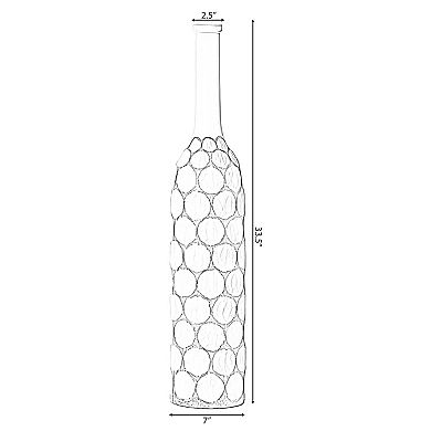 Decorative Contemporary Floor Vase Carved Divot Bubble Design with Tall Neck