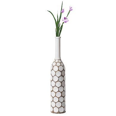 Decorative Contemporary Floor Vase Carved Divot Bubble Design with Tall Neck