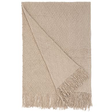 Decorative Knit Throw Blanket, 50x60 In, Boasting A Durable Diamond Pattern Design