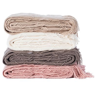 Decorative Knit Throw Blanket, 50x60 In, Boasting A Durable Diamond Pattern Design