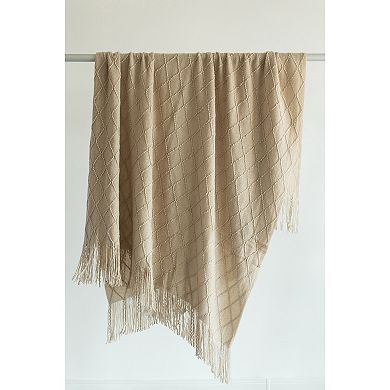 Decorative Knit Throw Blanket, 50x60 In, Boasting A Durable Diamond Pattern Design
