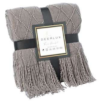 Decorative Knit Throw Blanket, 50x60 in Boasting A Durable Diamond Pattern Design