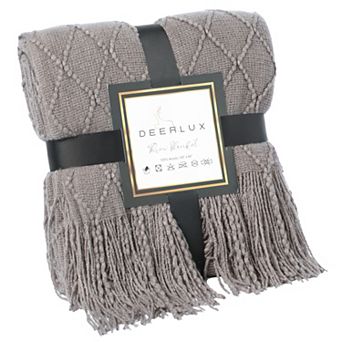 Decorative Knit Throw Blanket, 50x60 in Boasting A Durable Diamond Pattern Design
