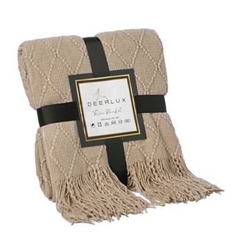 Decorative Knit Throw Blanket, 50x60 in Boasting A Durable Diamond Pattern Design
