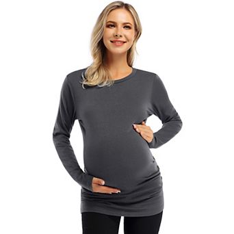 Maternity Shirts Women's V Neck Side Button Plus Size Tops For Women Maternity Plus Size Shirts