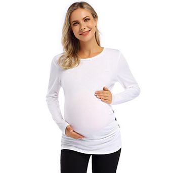 Maternity Shirts Women's V Neck Side Button Plus Size Tops For Women Maternity Plus Size Shirts