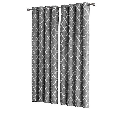Kate Aurora 2 Piece 100 Percent Full Blackout Trellis Grommet Top Window Curtain Panels