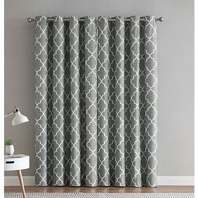 Kate Aurora 2 Piece 100 Percent Full Blackout Trellis Grommet Top Window Curtain Panels