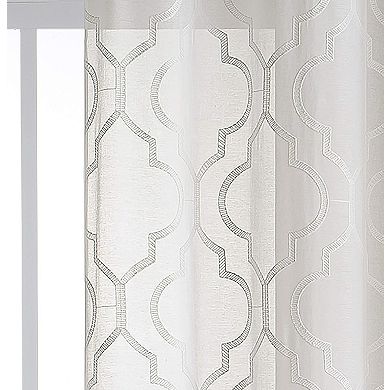 Kate Aurora 2 Piece Charlotte Clover Trellis Grommet Top Sheer Voile Window Curtain Panels