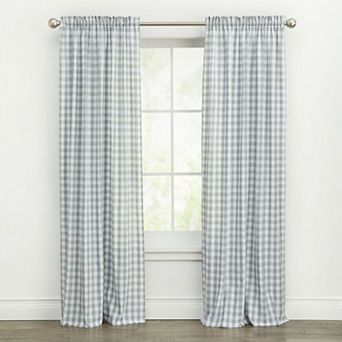 Kate Aurora Country Farmhouse Buffalo Check Plaid Gingham Single Window Curtain