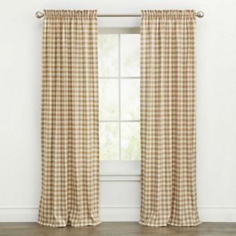 Kate Aurora Country Farmhouse Buffalo Check Plaid Gingham Single Window Curtain