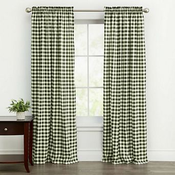 Kate Aurora Country Farmhouse Buffalo Check Plaid Gingham Single Window Curtain