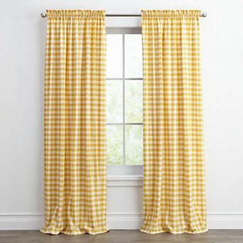 Kate Aurora Country Farmhouse Buffalo Check Plaid Gingham Single Window Curtain