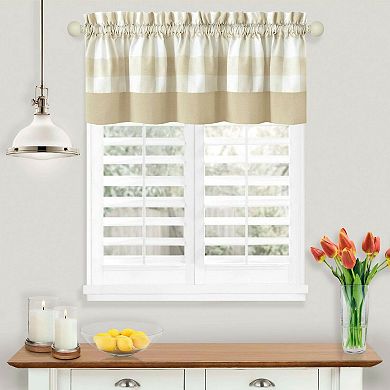 Kate Aurora Modern Country Farmhouse 3 Piece Buffalo Check Plaid Window Curtains and Valance Set