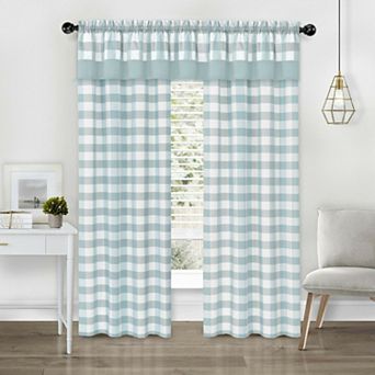 Kate Aurora Modern Country Farmhouse 3 pc Buffalo Check Plaid Window Curtains and Valance Set