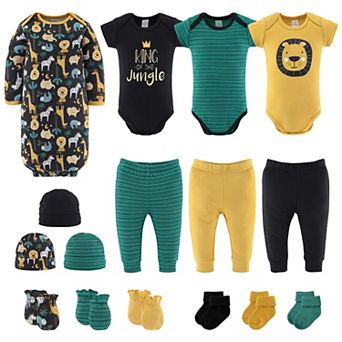 The Peanutshell Layette Gift Set For Baby Boys, King Of The Jungle, 16 Essential Pieces