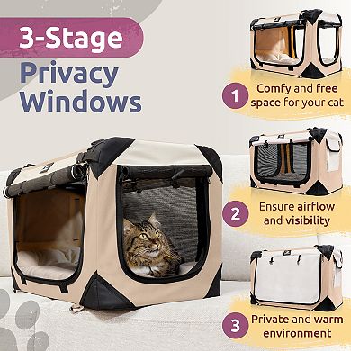 PetLuv Cat and Dog Carrier on Wheels Soft-Sided Pet Crate with Removable Plush Pillow. Holds 2 Cats!