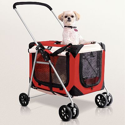 PetLuv Cat and Dog Stroller with Detachable Soft Sided Pet Crate Plush Pillow. Holds up to 2 Cats