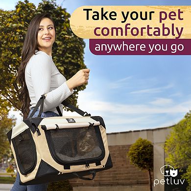 PetLuv Cat and Dog Carrier. Soft-Sided Pet Crate with Comfy Removable Pillow and Easy Access Windows