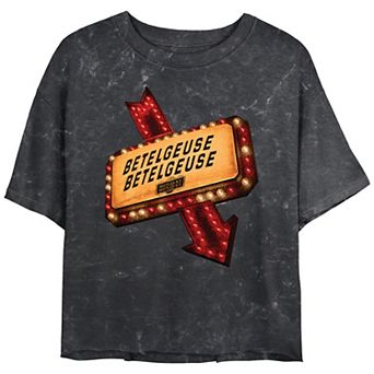 Juniors' Beetlejuice 2 Betelgeuse Marquee Sign Cropped Graphic Tee